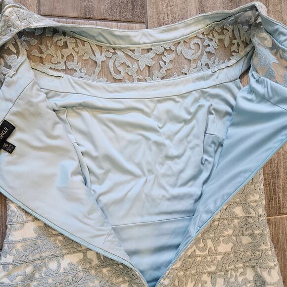 Tadashi Shoji Embroidered Lace Sheath Dress Womens 16 Mint Elegant Cocktail - Picture 7 of 10